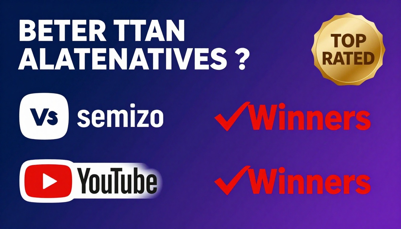 YouTube thumbnail marketing style. Bold text "BETTER THAN ALTERNATIVES?"
Semrush Alternative