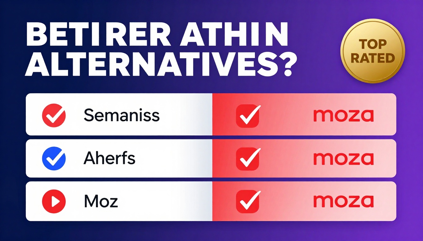 YouTube thumbnail marketing style. Bold text "BETTER THAN ALTERNATIVES?"
Semrush Vs Ahrefs V