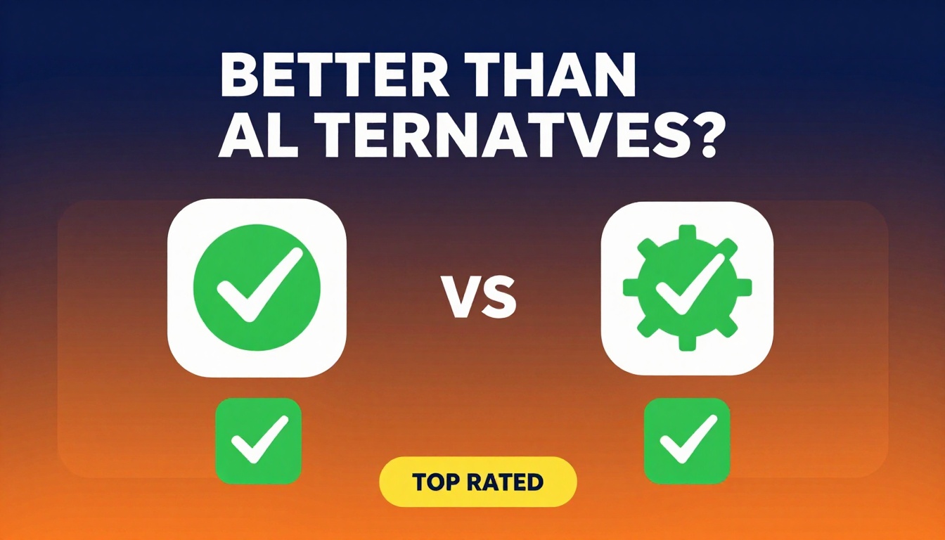 YouTube thumbnail marketing style. Bold text "BETTER THAN ALTERNATIVES?"
Shutterstock Subscr