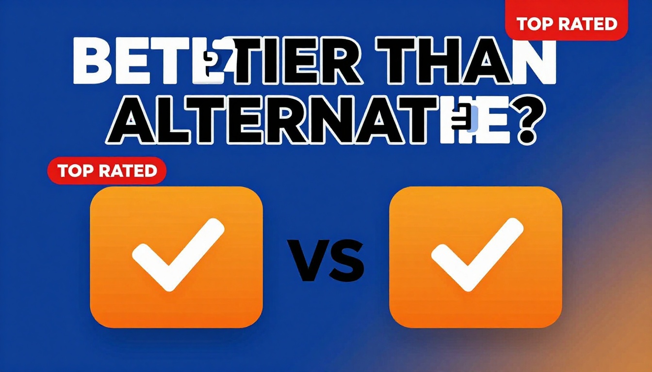 YouTube thumbnail marketing style. Bold text "BETTER THAN ALTERNATIVES?"
Similarweb Alternat