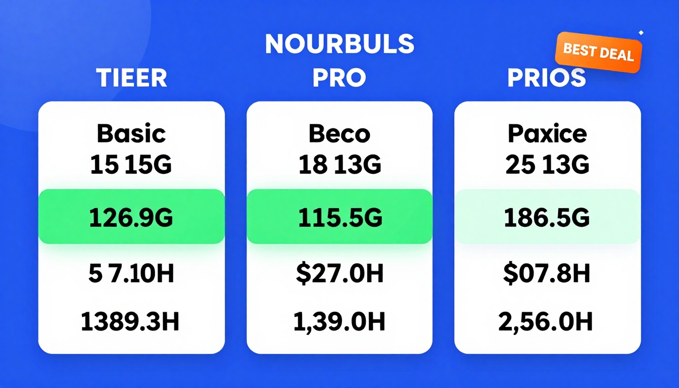 YouTube thumbnail marketing style. Pricing tier comparison visual.
Three pricing boxes: Basi