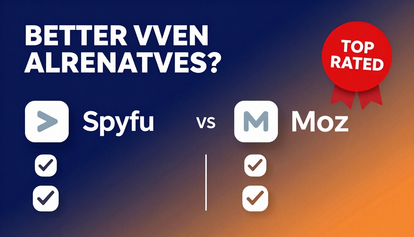 YouTube thumbnail marketing style. Bold text "BETTER THAN ALTERNATIVES?"
Spyfu Vs Moz icon v