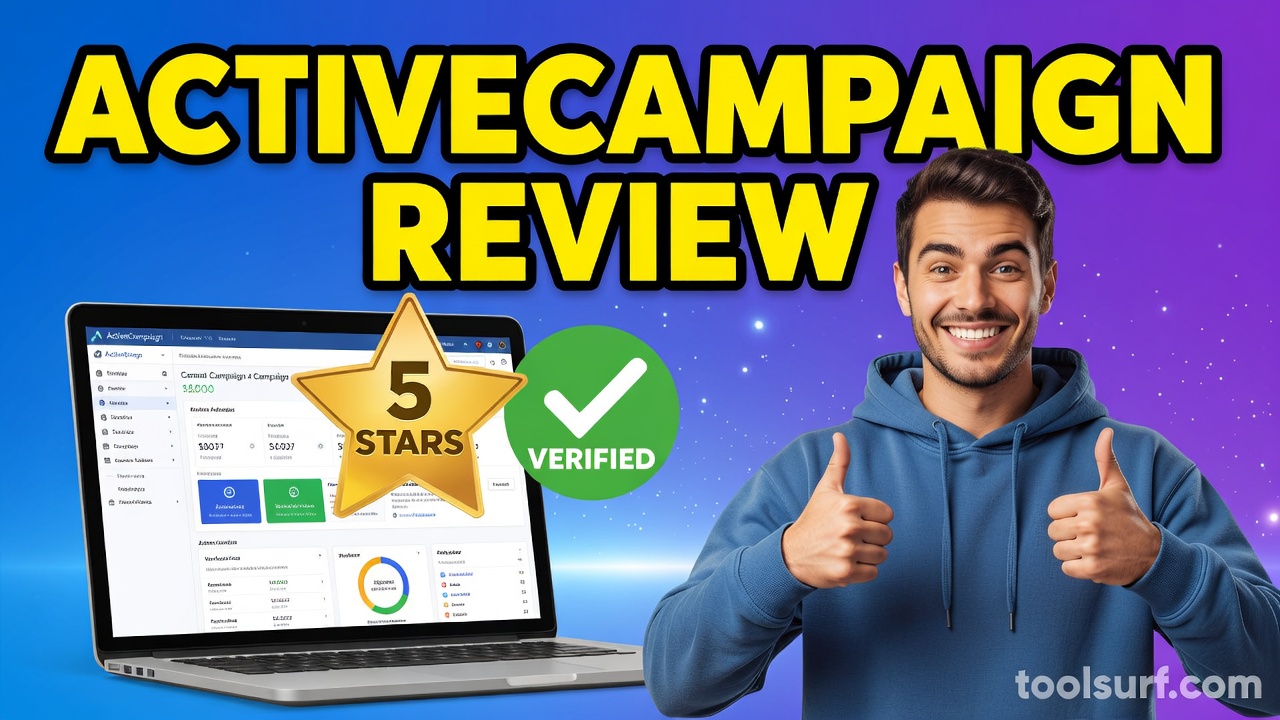 YouTube thumbnail style blog featured image, 16:9 landscape. Large bold yellow blocky text with blac