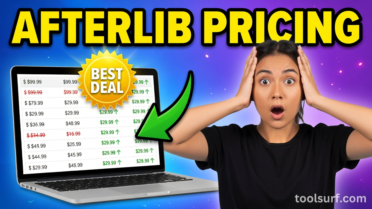 YouTube thumbnail style blog featured image, 16:9 landscape. Large bold yellow blocky text with blac