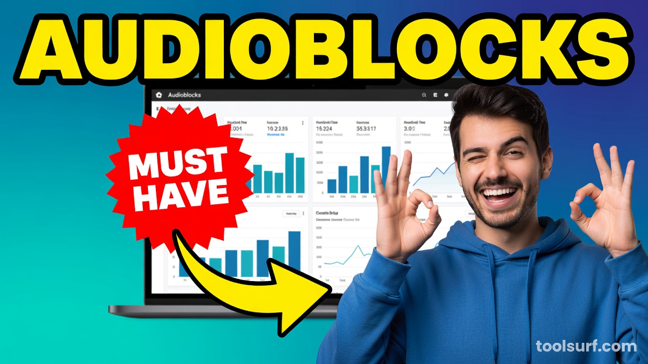 YouTube thumbnail style blog featured image, 16:9 landscape. Large bold yellow blocky text with blac