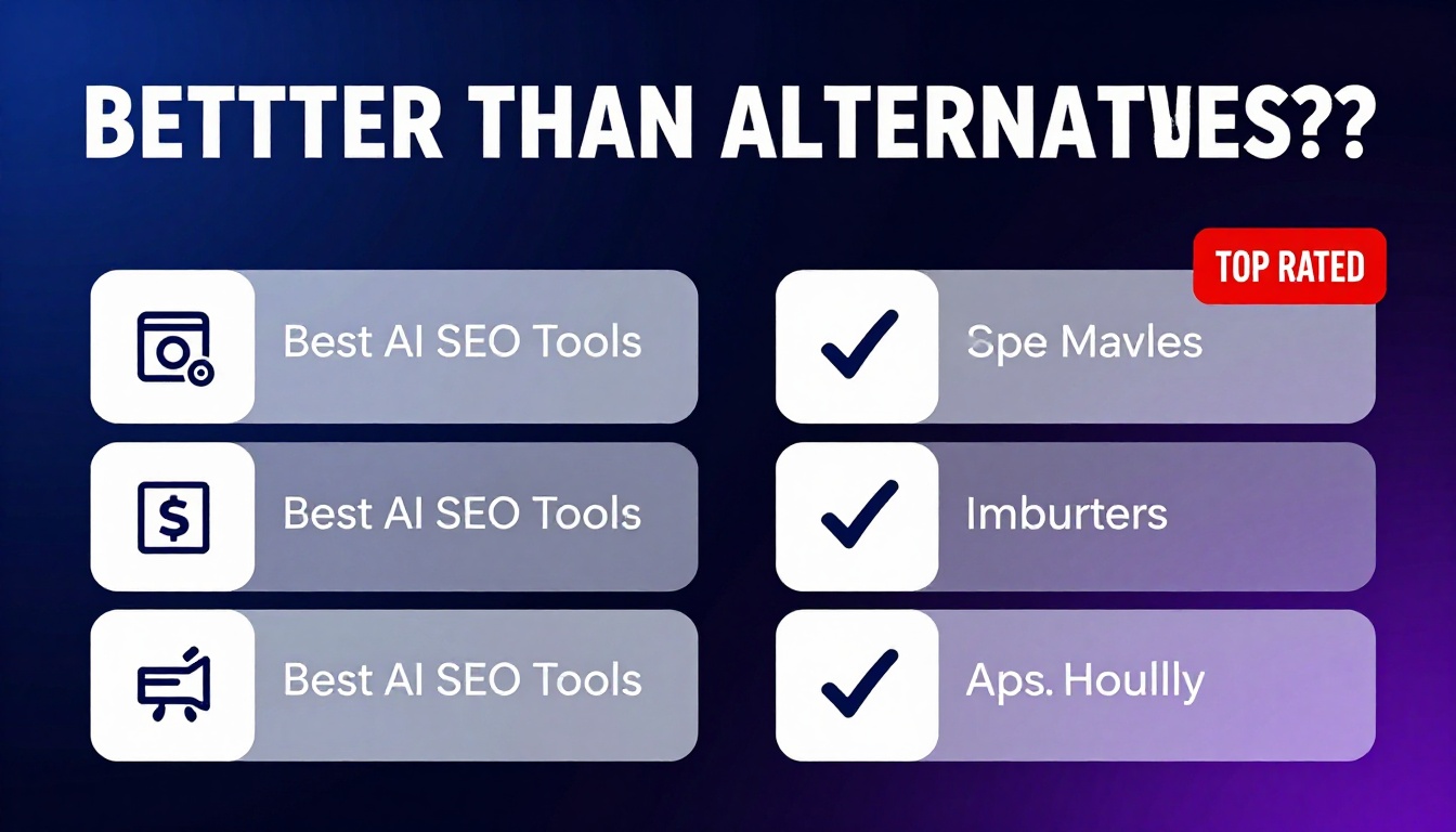 YouTube thumbnail marketing style. Bold text "BETTER THAN ALTERNATIVES?"
Best Ai Seo Tools i