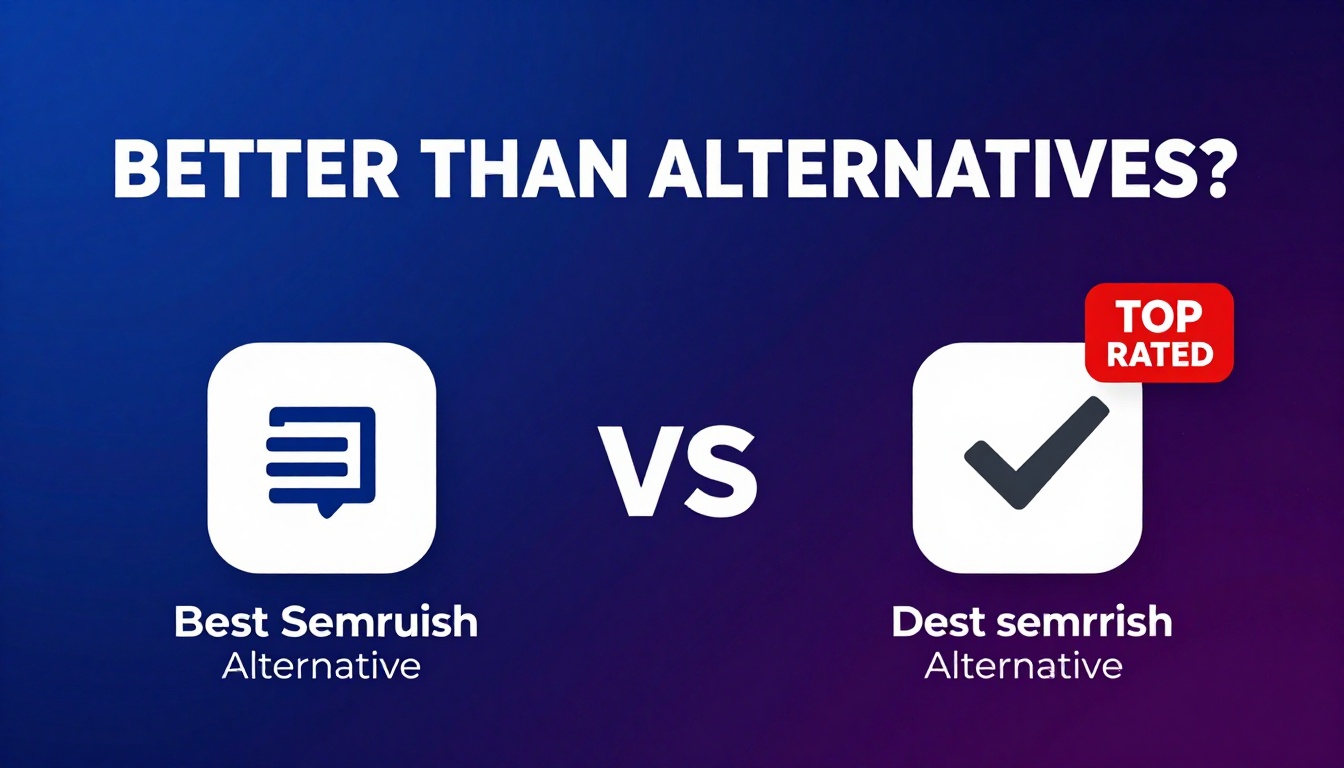 YouTube thumbnail marketing style. Bold text "BETTER THAN ALTERNATIVES?"
Best Semrush Altern