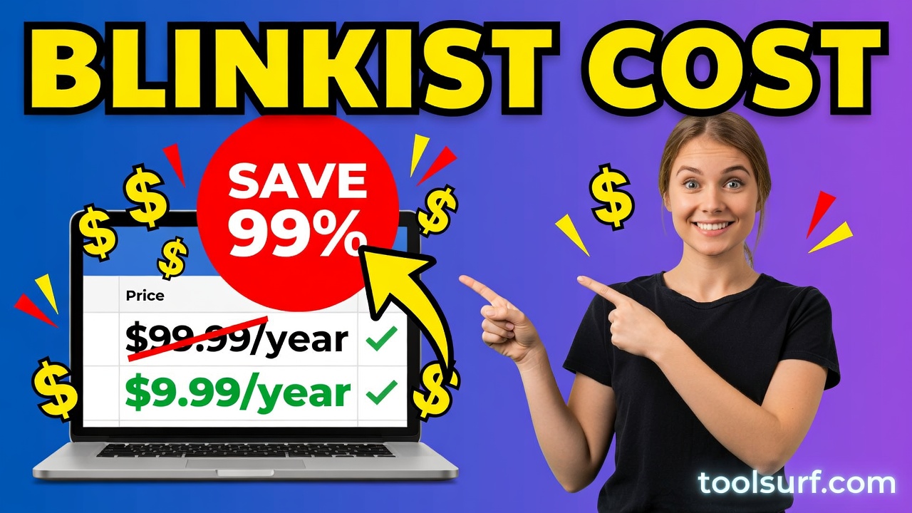 YouTube thumbnail style blog featured image, 16:9 landscape. Large bold yellow blocky text with blac