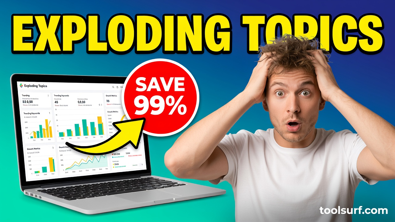 YouTube thumbnail style blog featured image, 16:9 landscape. Large bold yellow blocky text with blac