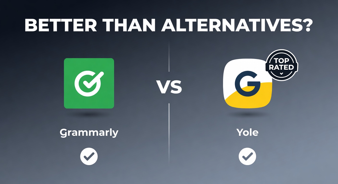 YouTube thumbnail marketing style. Bold text "BETTER THAN ALTERNATIVES?"
Grammarly Coupon ic