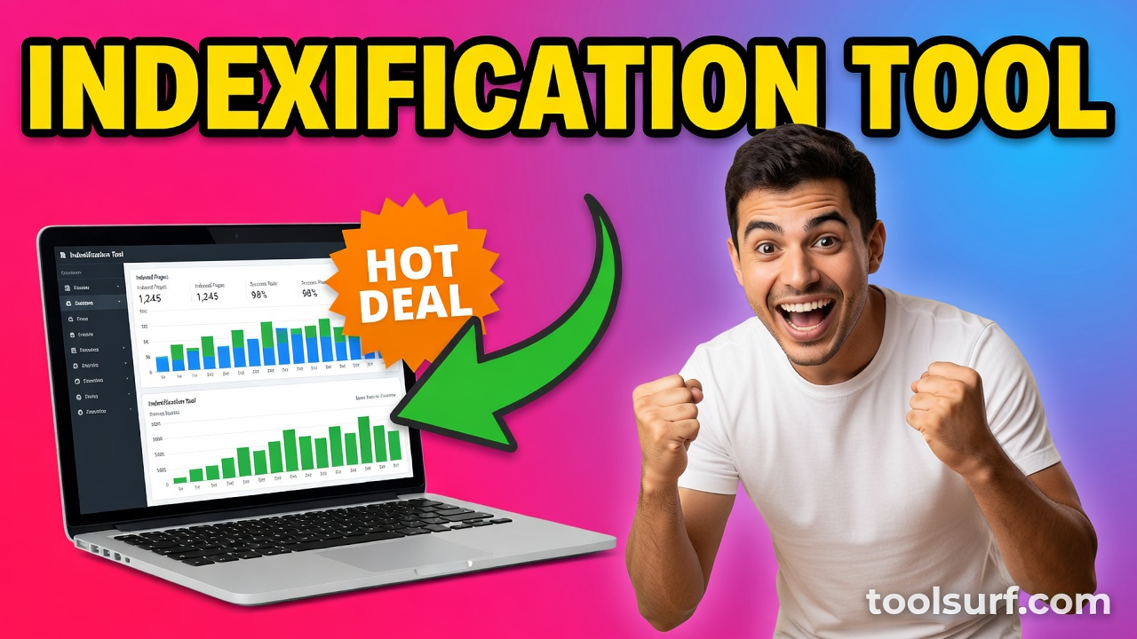 YouTube thumbnail style blog featured image, 16:9 landscape. Large bold yellow blocky text with blac