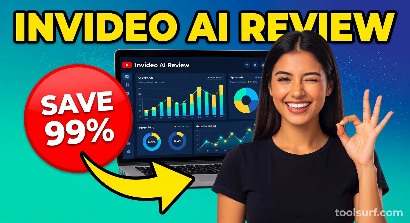 YouTube thumbnail style blog featured image, 16:9 landscape. Large bold yellow blocky text with blac