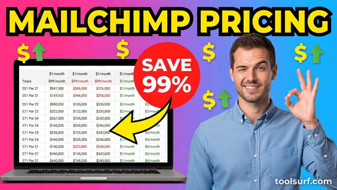 YouTube thumbnail style blog featured image, 16:9 landscape. Large bold yellow blocky text with blac