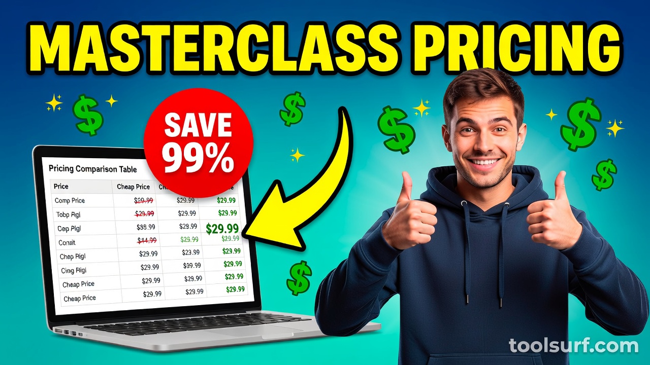 YouTube thumbnail style blog featured image, 16:9 landscape. Large bold yellow blocky text with blac