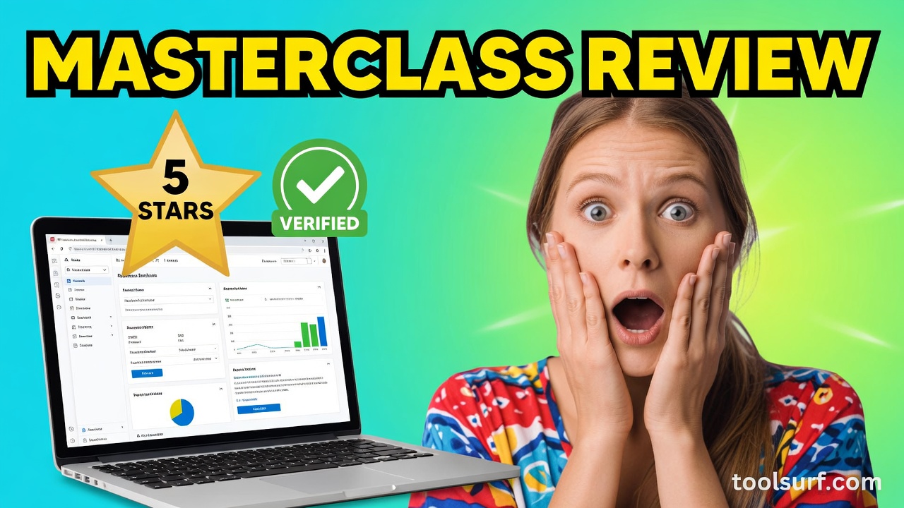 YouTube thumbnail style blog featured image, 16:9 landscape. Large bold yellow blocky text with blac