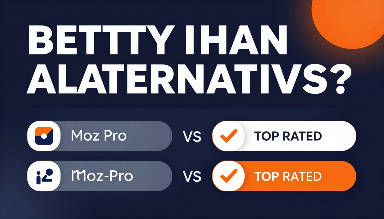 YouTube thumbnail marketing style. Bold text "BETTER THAN ALTERNATIVES?"
Moz Pro Review icon