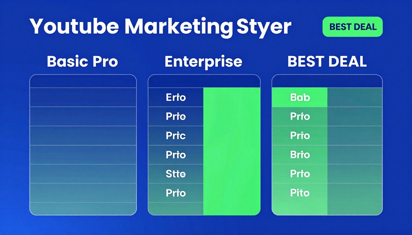 YouTube thumbnail marketing style. Pricing tier comparison visual.
Three pricing boxes: Basi