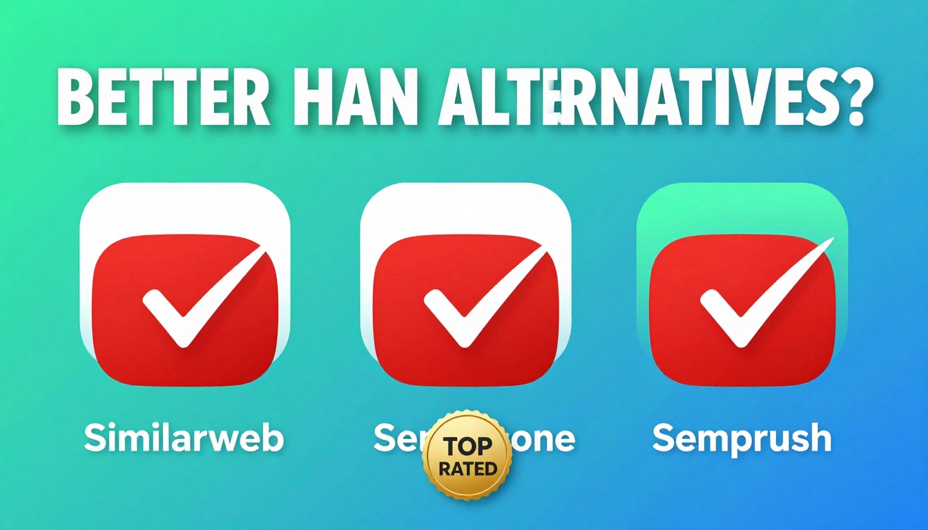 YouTube thumbnail marketing style. Bold text "BETTER THAN ALTERNATIVES?"
Similarweb Vs Semru