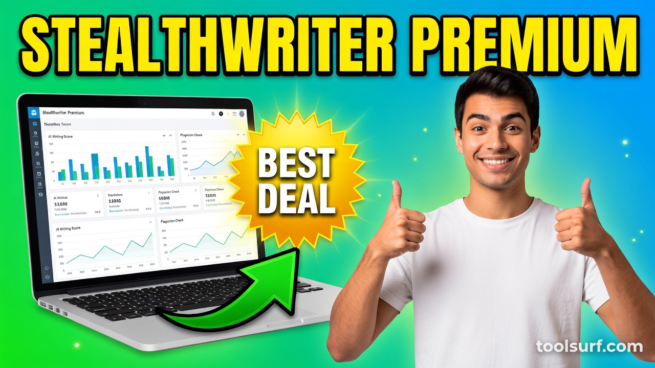 YouTube thumbnail style blog featured image, 16:9 landscape. Large bold yellow blocky text with blac