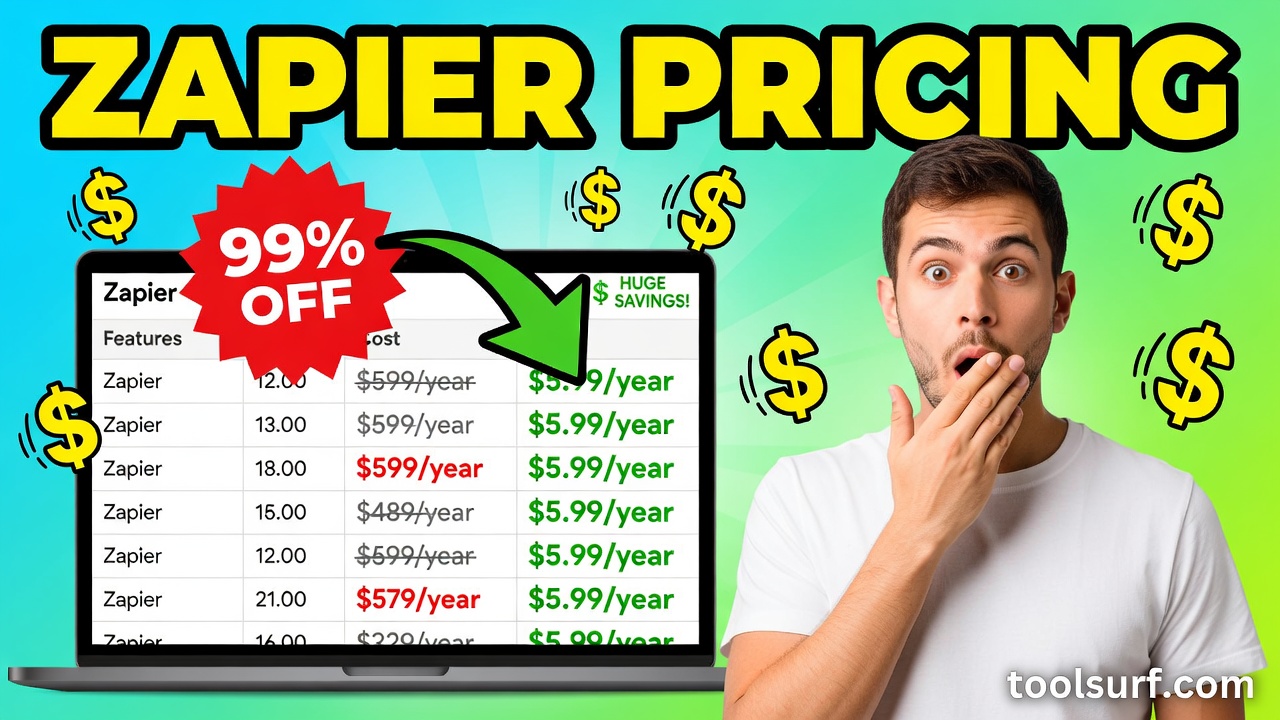 YouTube thumbnail style blog featured image, 16:9 landscape. Large bold yellow blocky text with blac