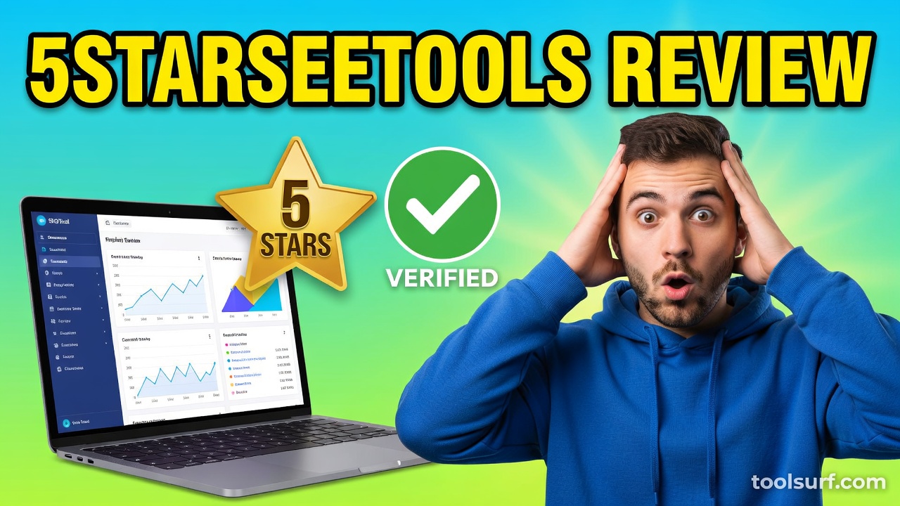YouTube thumbnail style blog featured image, 16:9 landscape. Large bold yellow blocky text with blac