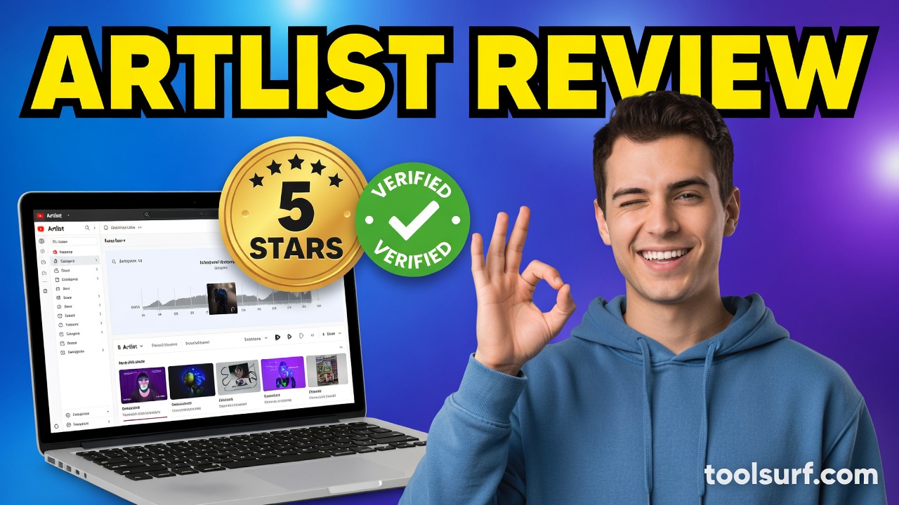 YouTube thumbnail style blog featured image, 16:9 landscape. Large bold yellow blocky text with blac