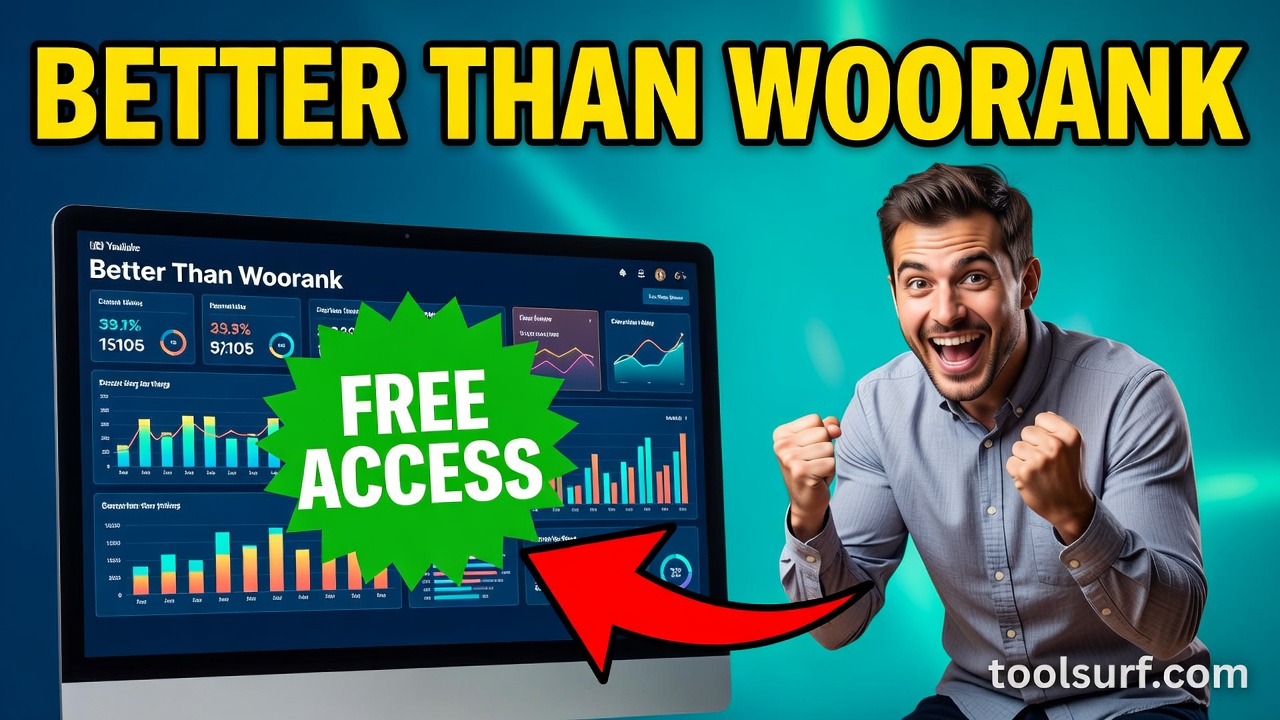 YouTube thumbnail style blog featured image, 16:9 landscape. Large bold yellow blocky text with blac
