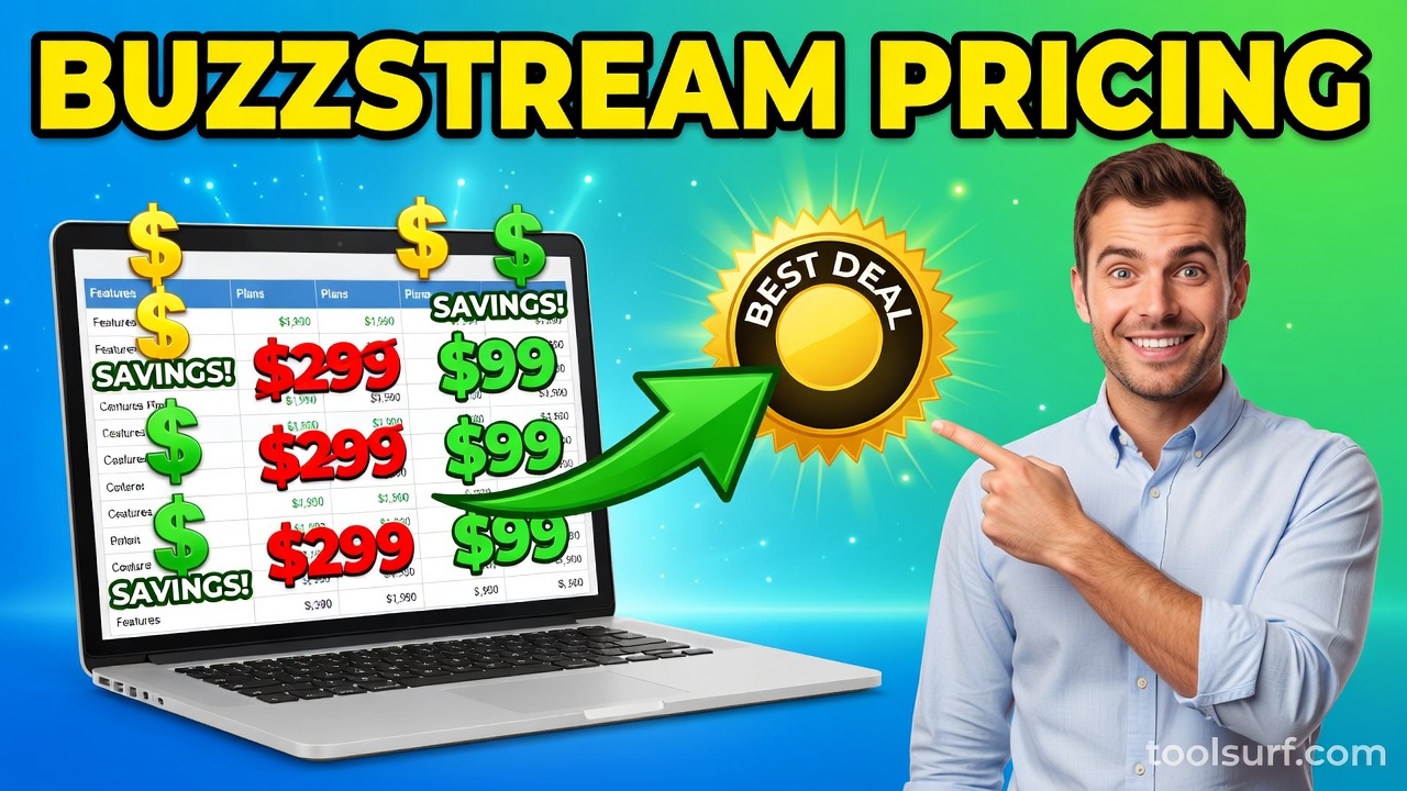 YouTube thumbnail style blog featured image, 16:9 landscape. Large bold yellow blocky text with blac