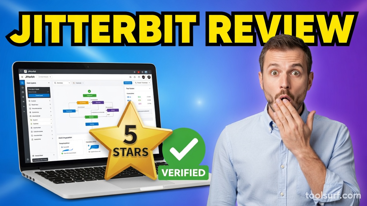 YouTube thumbnail style blog featured image, 16:9 landscape. Large bold yellow blocky text with blac