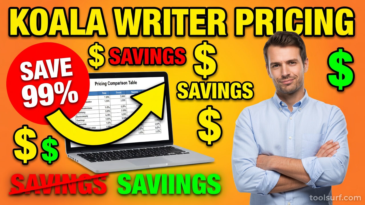 YouTube thumbnail style blog featured image, 16:9 landscape. Large bold yellow blocky text with blac