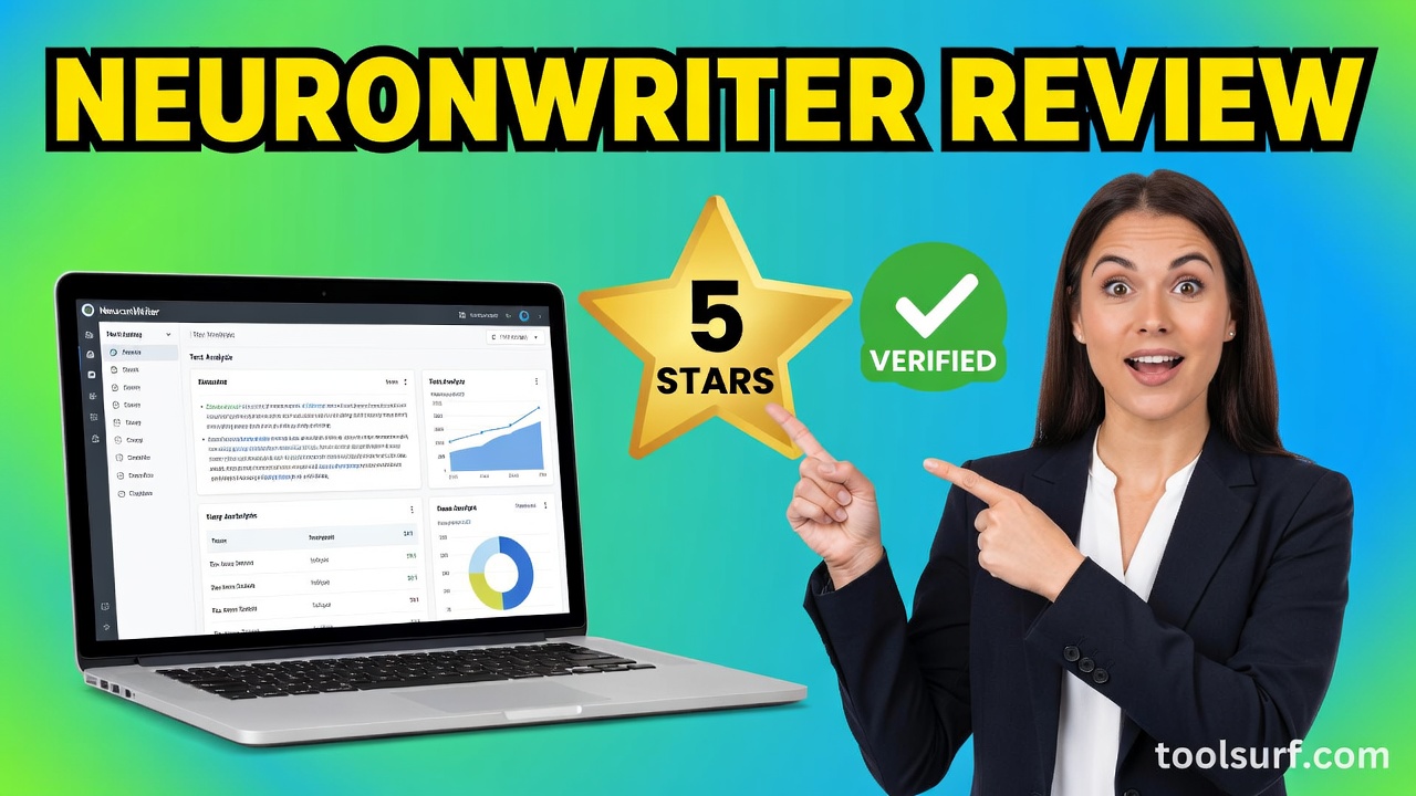 YouTube thumbnail style blog featured image, 16:9 landscape. Large bold yellow blocky text with blac