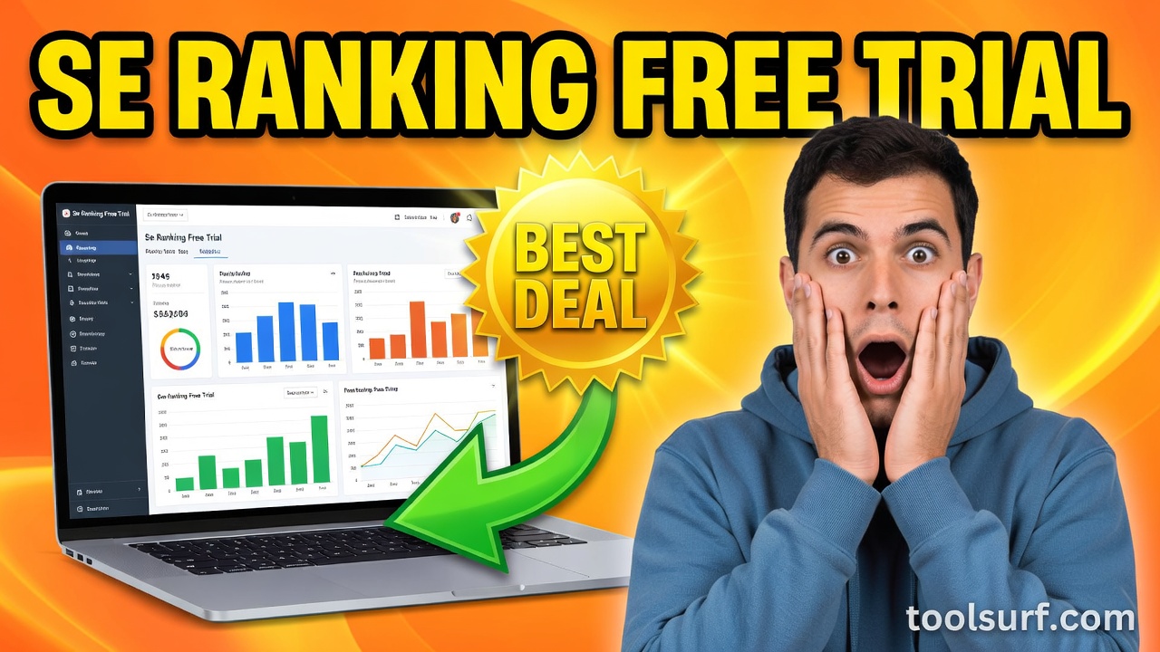 YouTube thumbnail style blog featured image, 16:9 landscape. Large bold yellow blocky text with blac