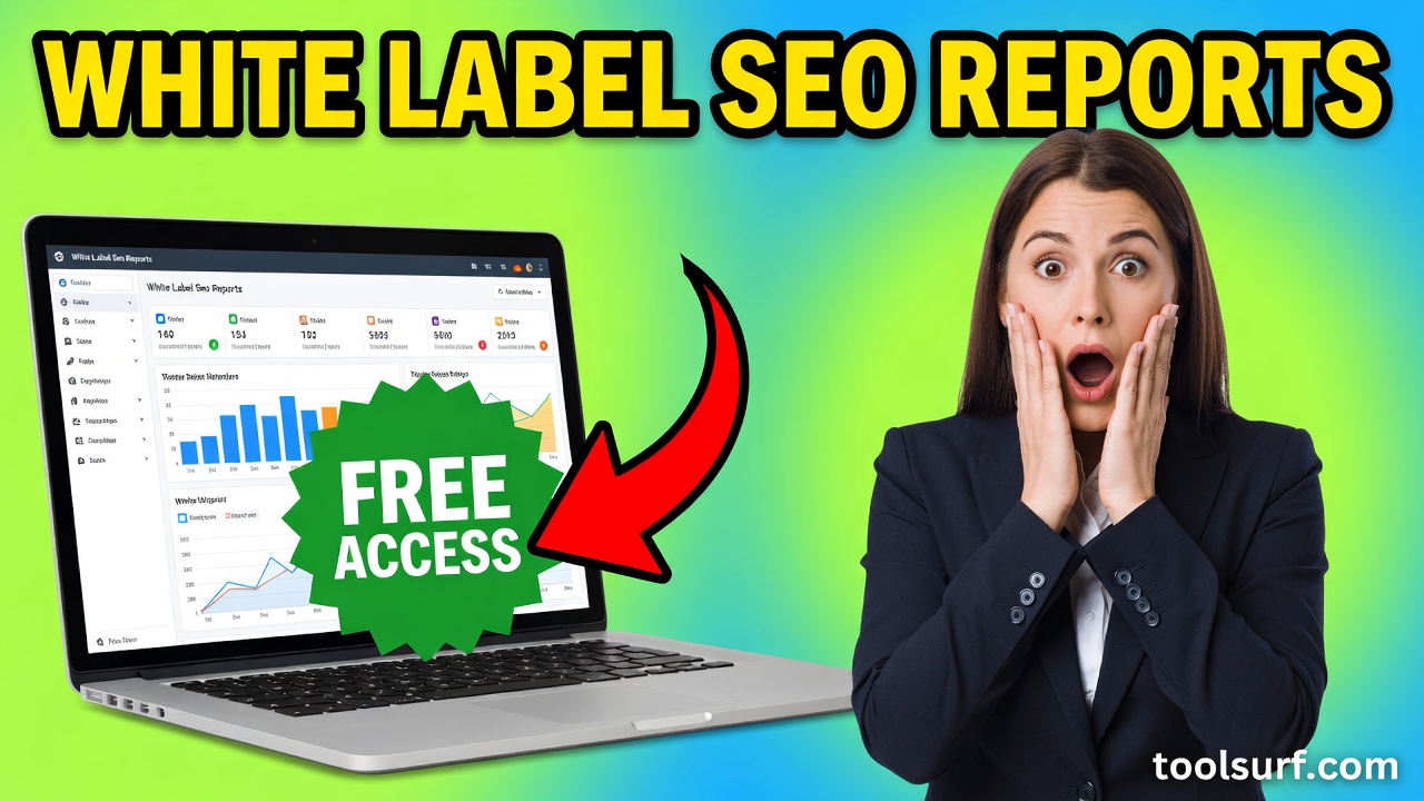YouTube thumbnail style blog featured image, 16:9 landscape. Large bold yellow blocky text with blac