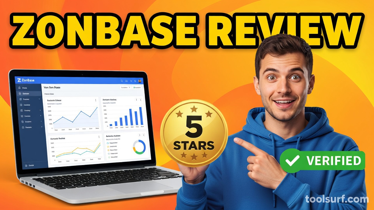 YouTube thumbnail style blog featured image, 16:9 landscape. Large bold yellow blocky text with blac