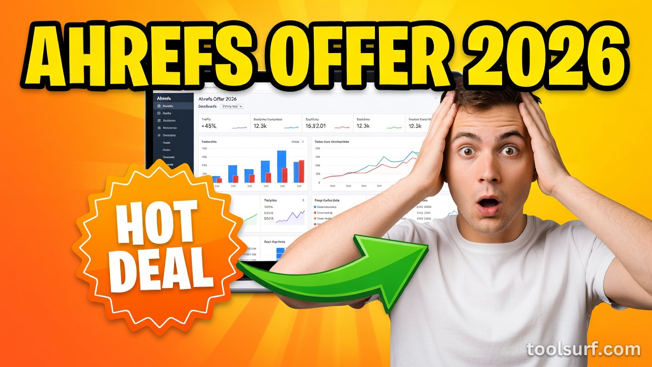 YouTube thumbnail style blog featured image, 16:9 landscape. Large bold yellow blocky text with blac
