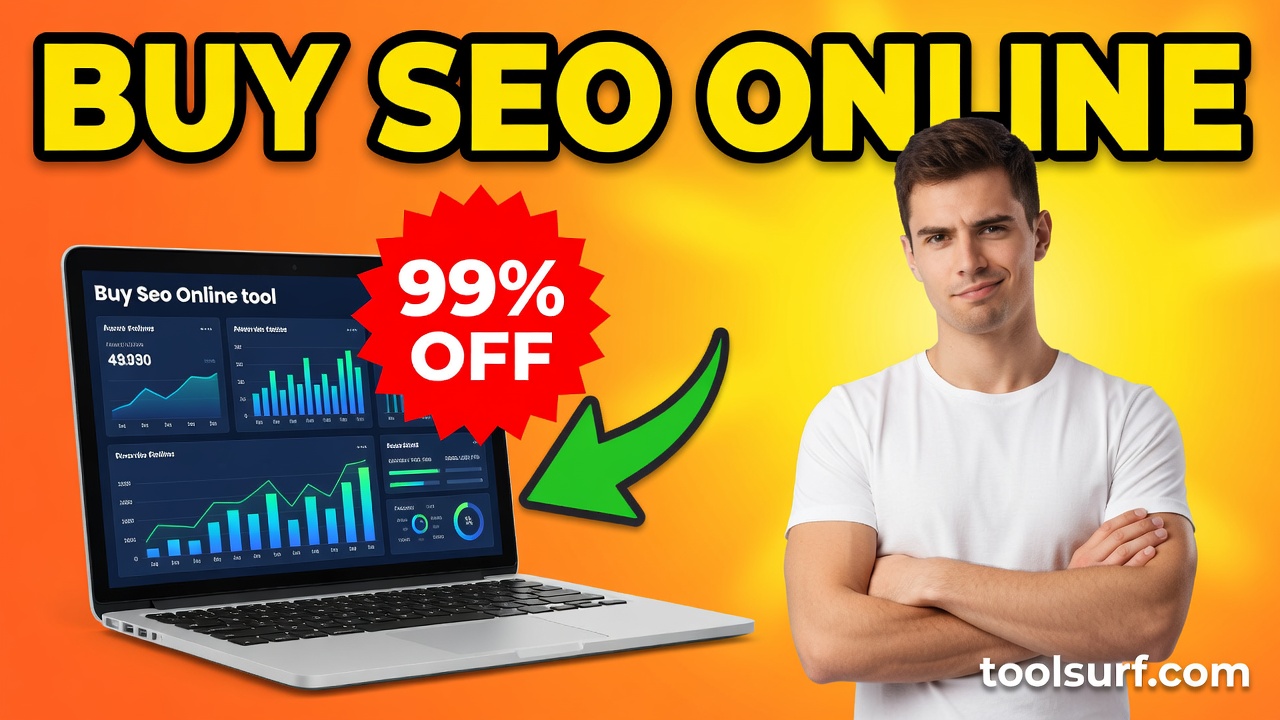 YouTube thumbnail style blog featured image, 16:9 landscape. Large bold yellow blocky text with blac