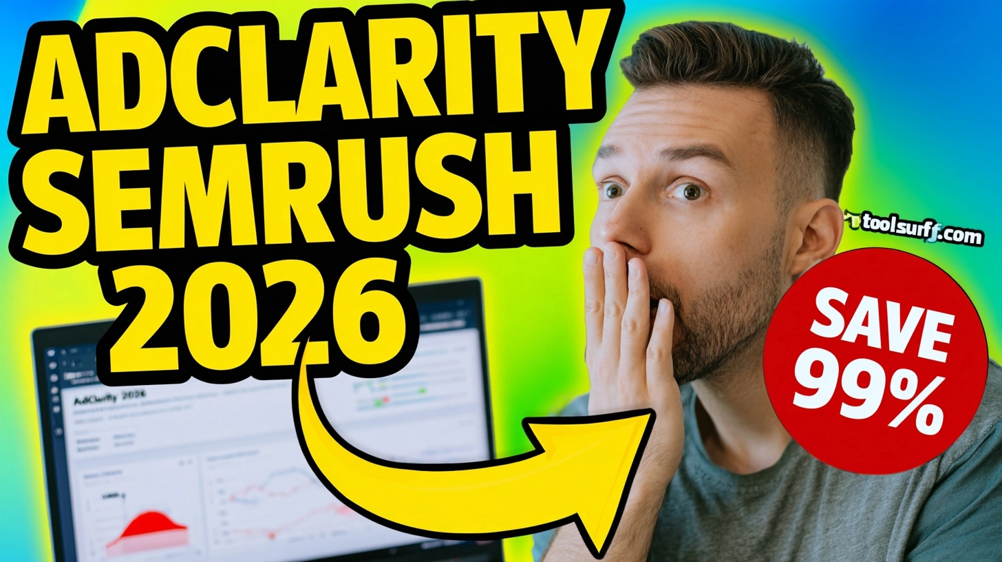 YouTube thumbnail style blog featured image, 16:9 landscape. Large bold yellow blocky text with blac
