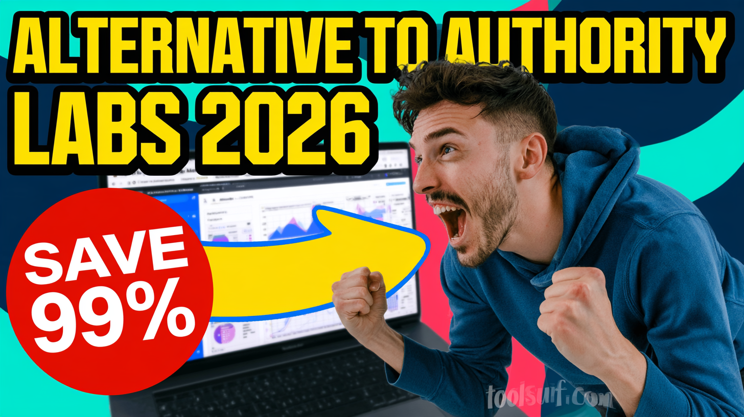 YouTube thumbnail style blog featured image, 16:9 landscape. Large bold yellow blocky text with blac