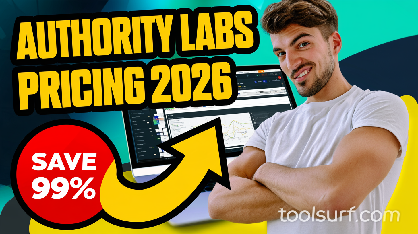 YouTube thumbnail style blog featured image, 16:9 landscape. Large bold yellow blocky text with blac