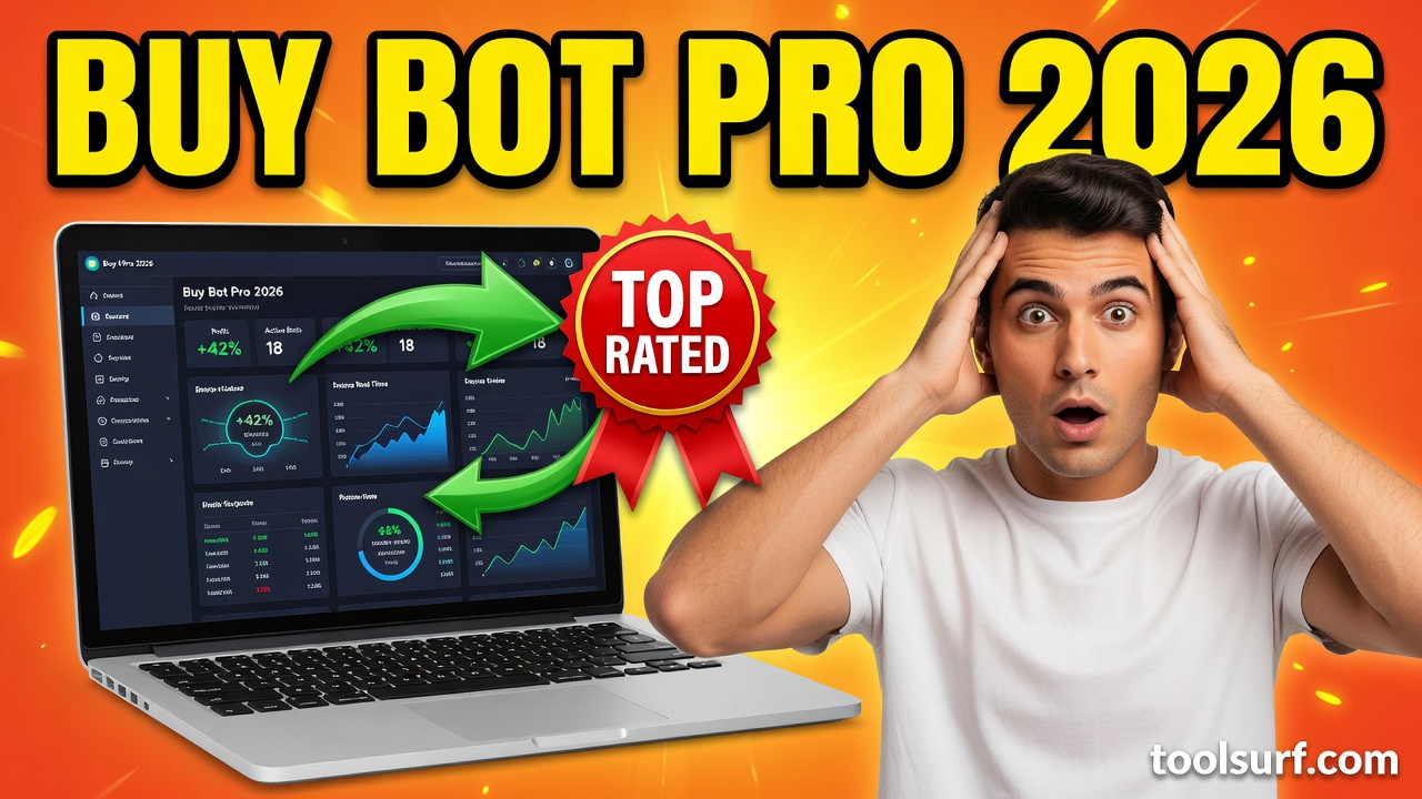 YouTube thumbnail style blog featured image, 16:9 landscape. Large bold yellow blocky text with blac