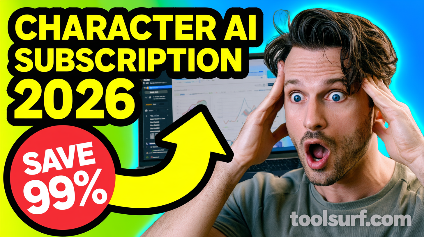 YouTube thumbnail style blog featured image, 16:9 landscape. Large bold yellow blocky text with blac