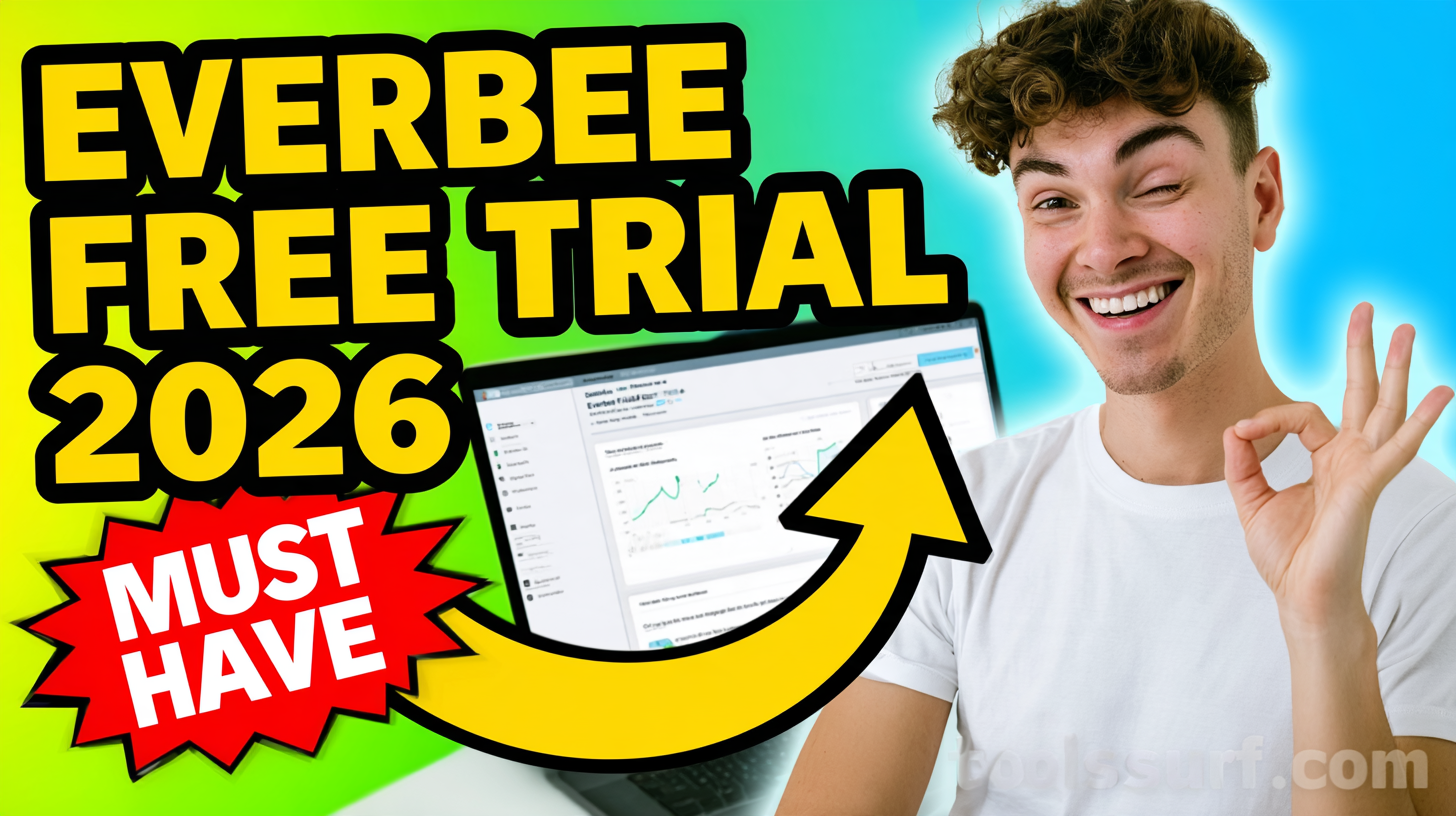 YouTube thumbnail style blog featured image, 16:9 landscape. Large bold yellow blocky text with blac