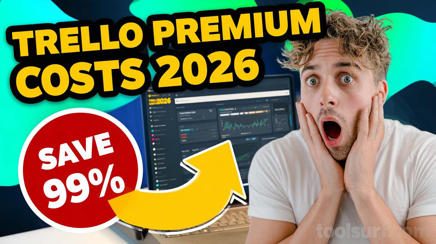 YouTube thumbnail style blog featured image, 16:9 landscape. Large bold yellow blocky text with blac