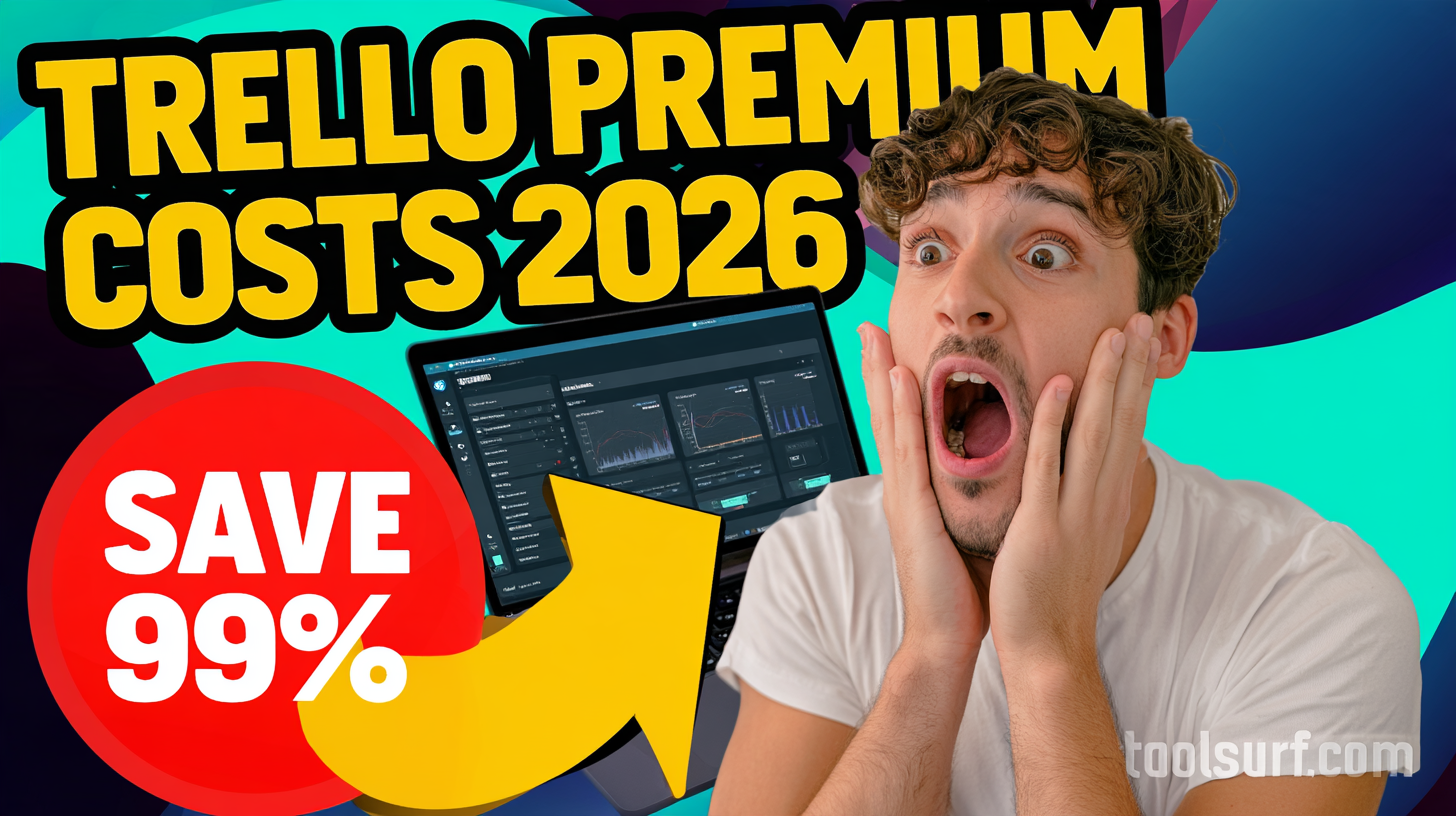 YouTube thumbnail style blog featured image, 16:9 landscape. Large bold yellow blocky text with blac